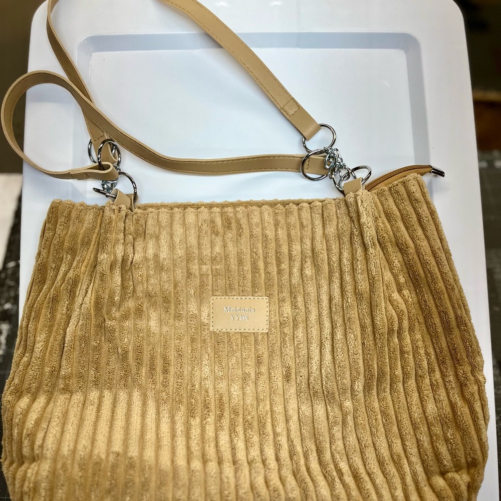 Corduroy Shoulder Bag - Brown